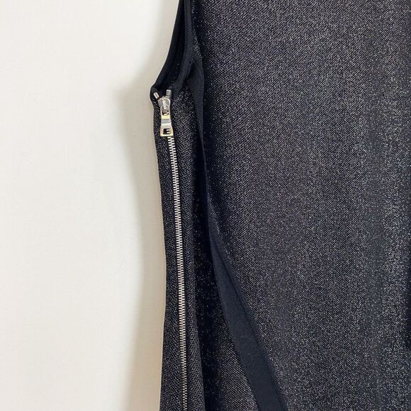 NWT $2750 Balmain Asymmetric One Shoulder Metallic-Knit Argent Noir Dress Sz 36 - Picture 10 of 15